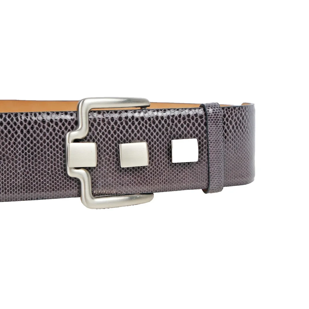 W. Kleinberg Genuine Karung Leather Wide Belt Brushed Silver Stud Buckle L USA